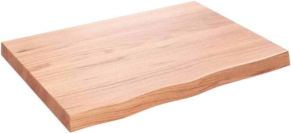vidaXL Bathroom Countertop 80x60x(2-6) cm Light Brown Solid Oak Wood - Versatile for Multiple Uses, Handmade With Unique Character, and Ready-to-Use Varnished Surface
