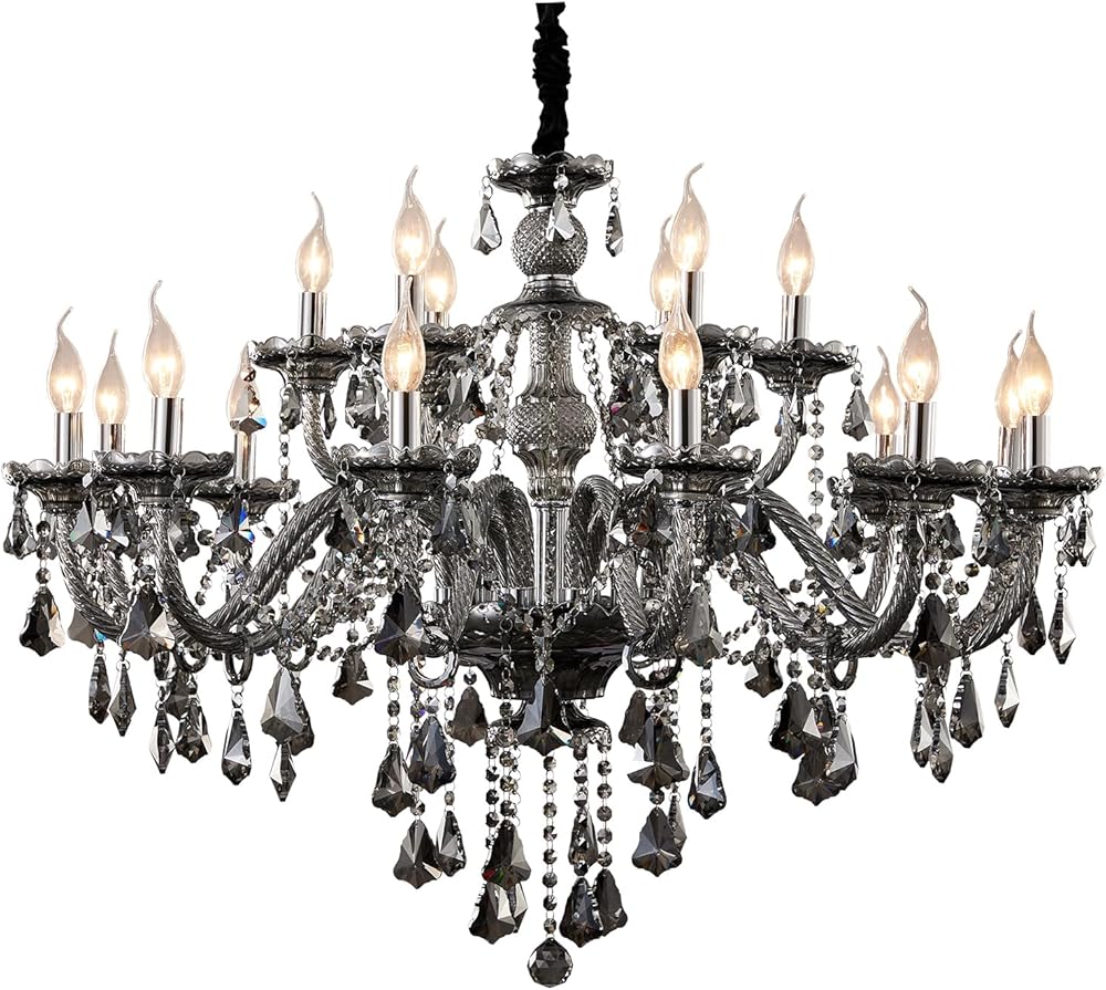 Modern Luxury K9 Crystal Chandelier 18 Light Large Smoky Gray Crystal Chandelier Lighting 39.5