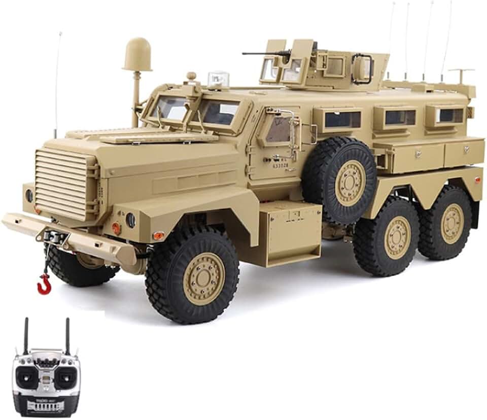 Remote Control Toy Car 1/12 2.4G Mine Anti-Ambush Vehicle Model RC Truck 16 Channel Radio RC Vehicle ESC Brushed Motor Six-Wheeled Outdoor Toy Car Model with Sound and Light Gifts