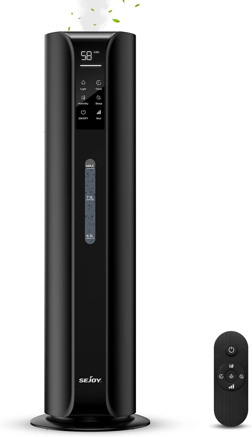 Humidifiers for Bedroom Large Room, 9L/2.4Gal Cool Mist Top Fill Humidifier with Essential Oil Remote Control 360°Nozzle for Home Baby Office Plants Bedroom (Black)