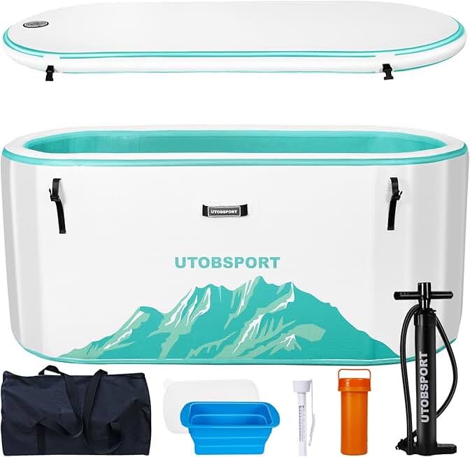 Freestanding Bathtubs Pro,Reinforcement Materials For Ice Bath Large -700 Liters, Compatible Water Chiller,Mint Green
