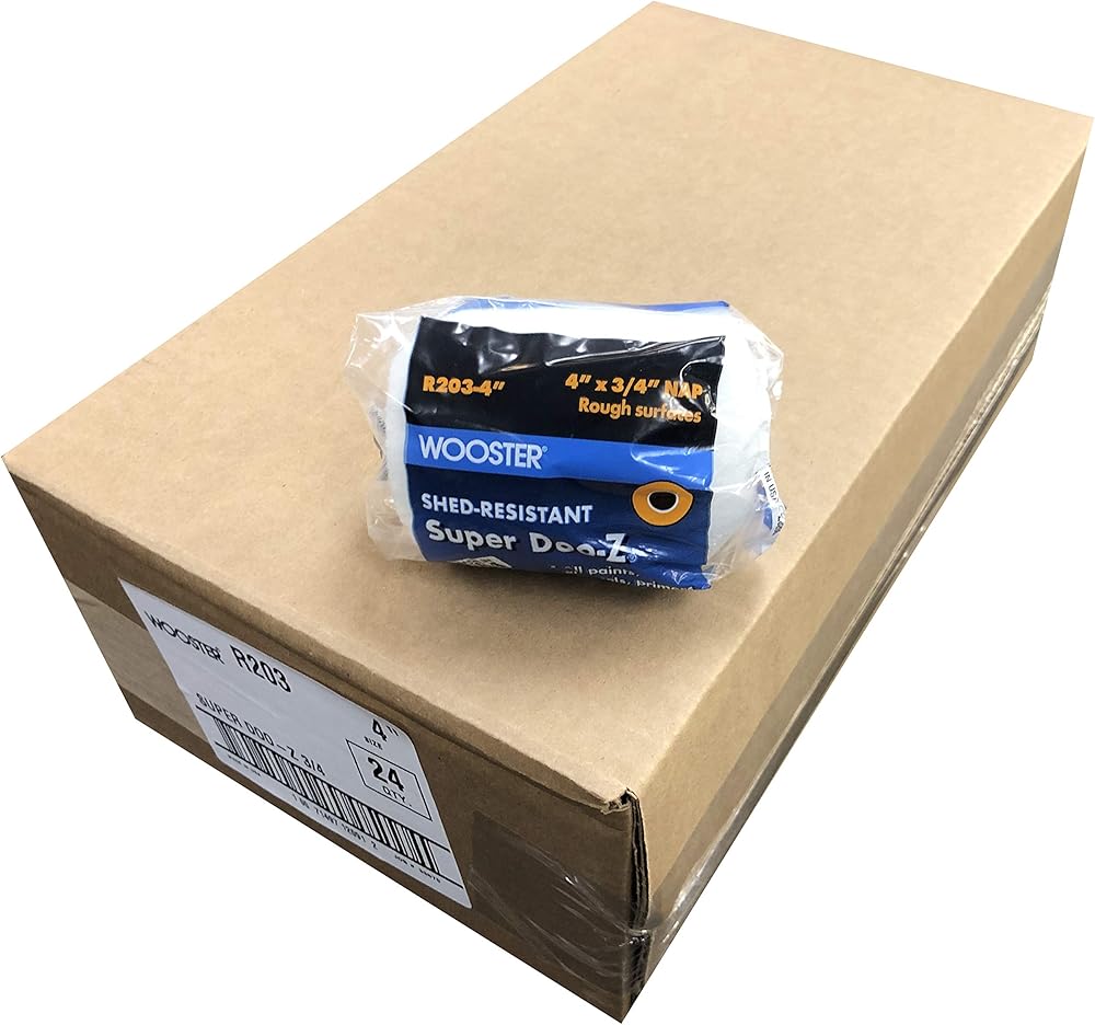 Wooster Brush R203 4 inch Super Doo-Z 3/4 inch Nap Paint Roller Cover - Pack of 24