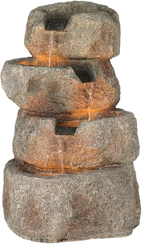 Glacial Rock Zen Rustic Outdoor Floor Water Fountain 30
