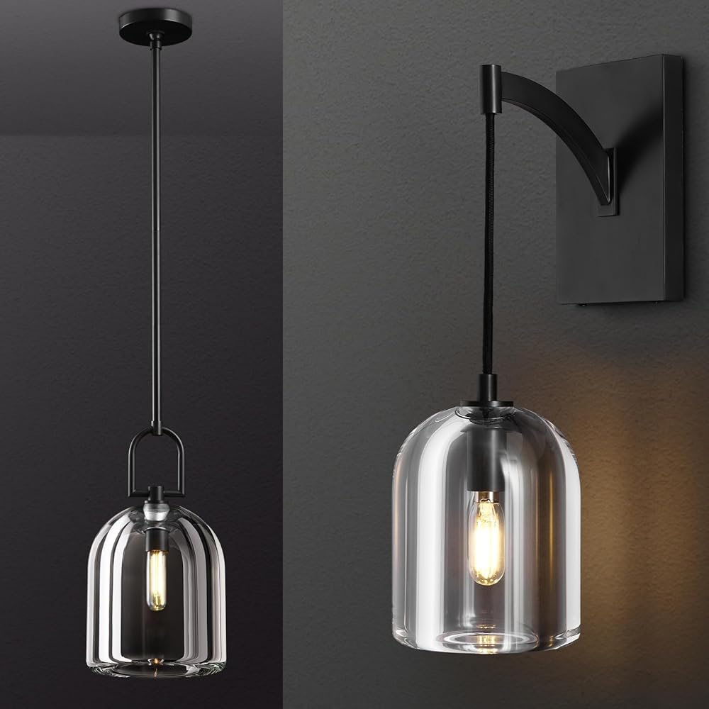 Crystal Pendant Light, Modern Black Pendant Lights Kitchen Island;Crystal Wall Sconce,Black Wall Sconce,Bathroom Sconces,Indoor Black Sconces Wall Lighting