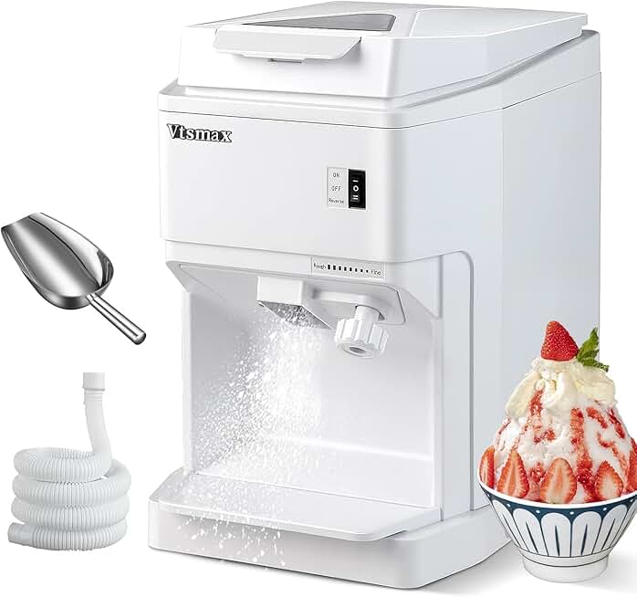 110V Electric Ice Crusher Shaver, 350W Shaver Snow Cone Machine, Thickness Adjustable Ice Shaving Machine 440LBs/hr Rotate Speed & Strong Power for Home and Parties Events Snack Bar