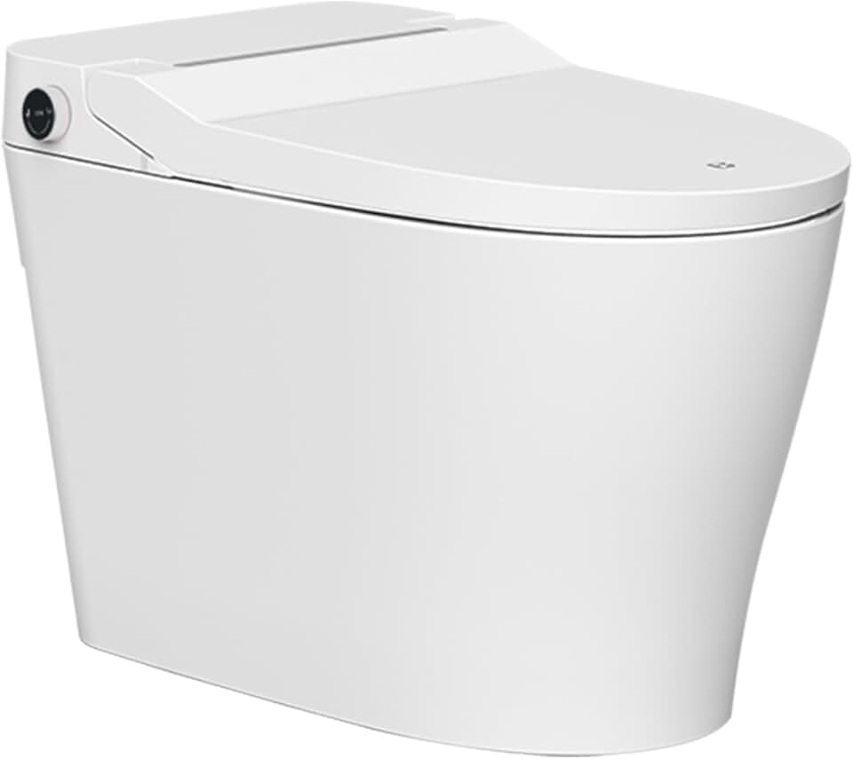 Smart Toilet,One Piece Bidet Toilet for Bathrooms,Modern Elongated Toilet with Endless Warm Water,Auto Flush,Foot Sensor Operation,Heated Bidet Seat,Electric Tankless Toilets FNP20S