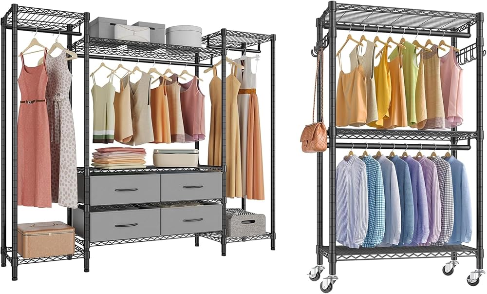 VIPEK V12 Mini Rolling Garment Rack & V20 Heavy Duty Garment Rack, Clothing Rack for Hanging Clothes, Wardrobe Closet Organizer