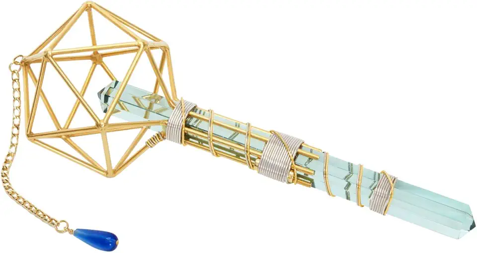 Crystal Wand Healing Tool - Metatron Vajra Etheric Weaver Pendant Meditation Tool with Magnets & Gold-Filled Wire - 8