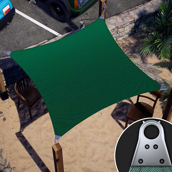 ColourTree Super Ring 18' x 24' Green Rectangle Sun Shade Sail, Commercial Grade UPF50 Canopy, Reinforced Corners & Edges, 260 GSM Fabric Heavy Duty -3 Years Warranty (We Make Custom Size)
