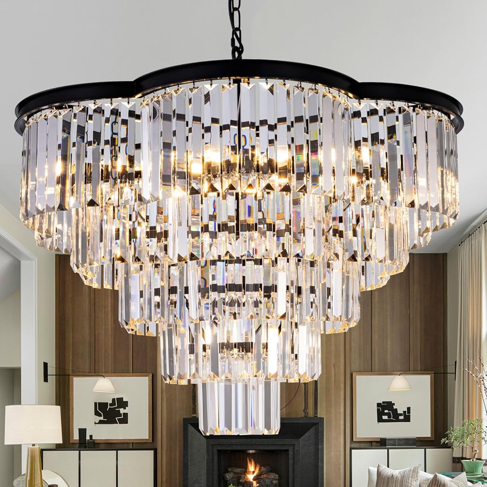 Wellmet Black Crystal Chandelier 30