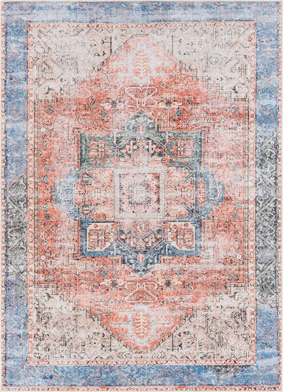 allen + roth with STAINMASTER Amelie 5 X 8 (ft) Coral Indoor Medallion Area Rug