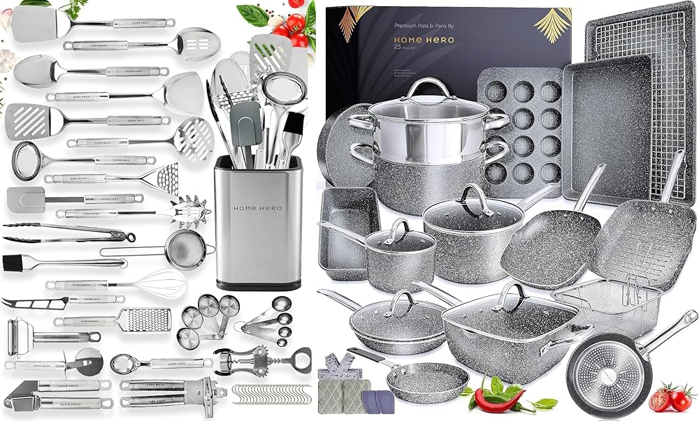 Home Hero 54 Pcs Utensils Set + 23 Pcs Cookware Set