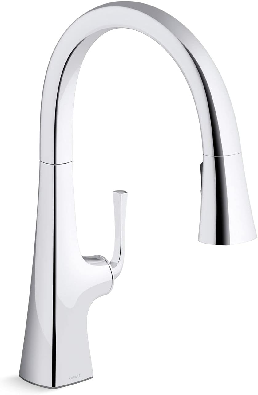 KOHLER Graze Pull Down Kitchen Faucet, Kitchen Sink Faucet with Pull Down Sprayer, Polished Chrome, K-22062-CP