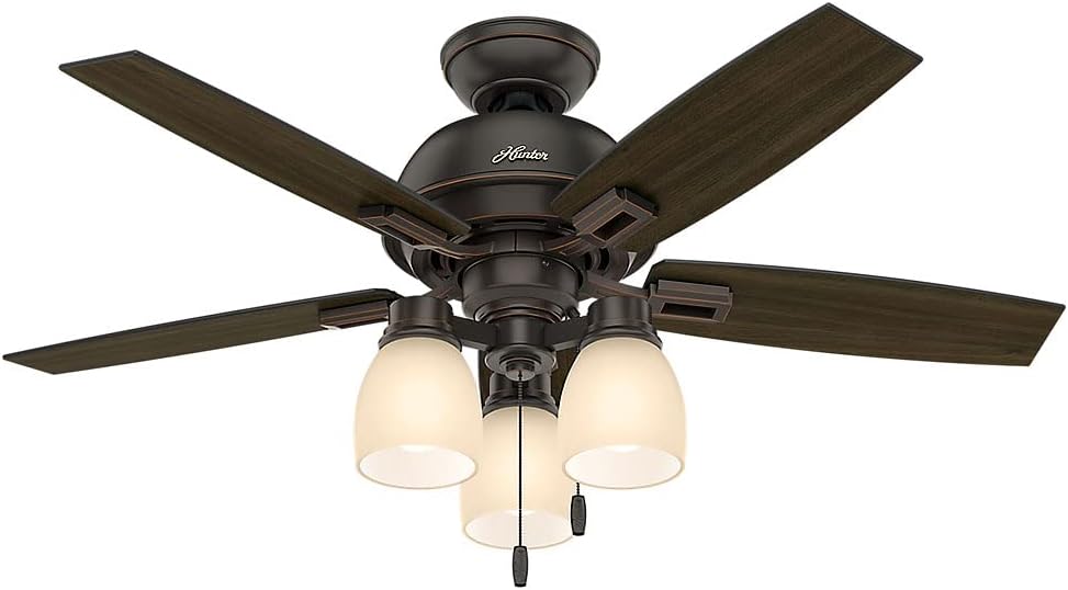 Fan Company, 52228, 44 inch Donegan Onyx Bengal Ceiling Fan with LED Light Kit and Pull Chain