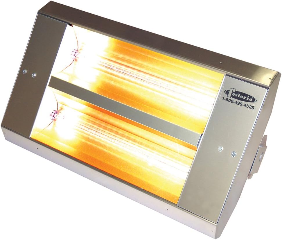 TPI Corporation, 222-30-THSS-240V, Fostoria Dual Quartz Lamp Electric Indoor/Outdoor Infrared Heater, 24in lg., Stainless Steel Finish, 240 Volts, 3200-Watts, 30-Degree Reflector, 10922-BTUs