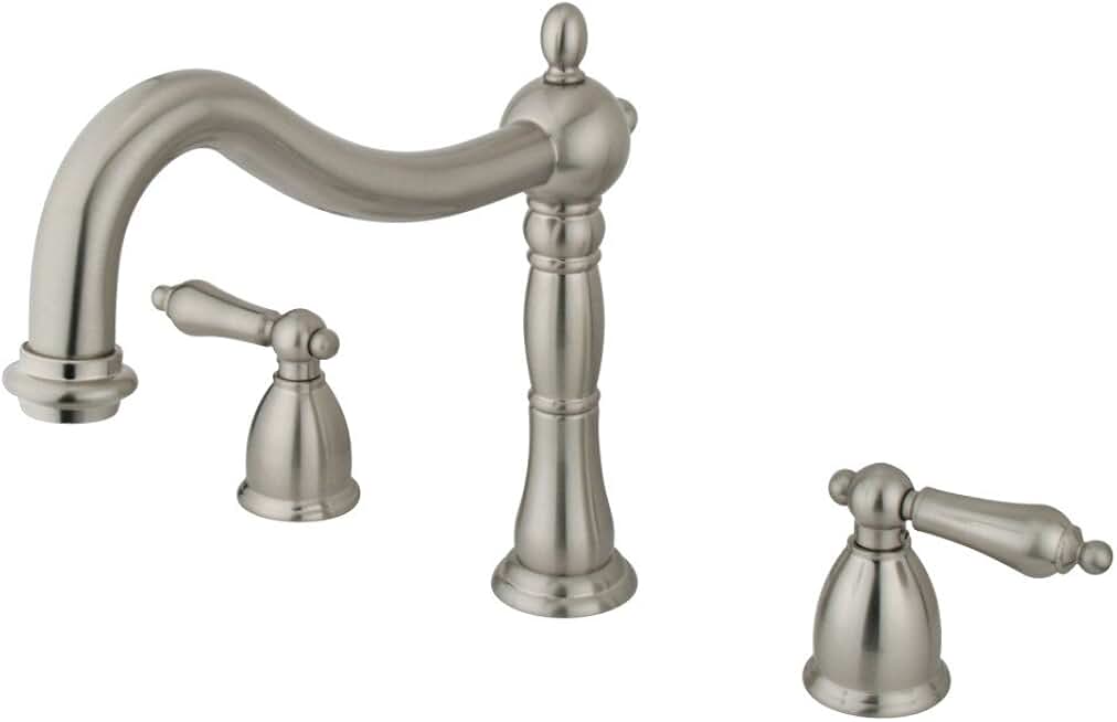 Kingston Brass KS1348AL Heritage Roman Tub Filler with Metal Lever Handle, Brushed Nickel