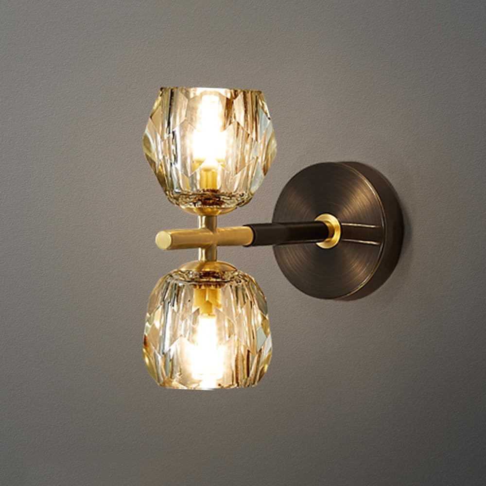 Black Gold Mid Century Wall Sconce Indoor Up Down Crystal Glass Wall Mounted Antique Brass Bathroom Wall Light Long Linear Wall Lamp for Bedroom Hallway Living Room Entrance Farmhouse