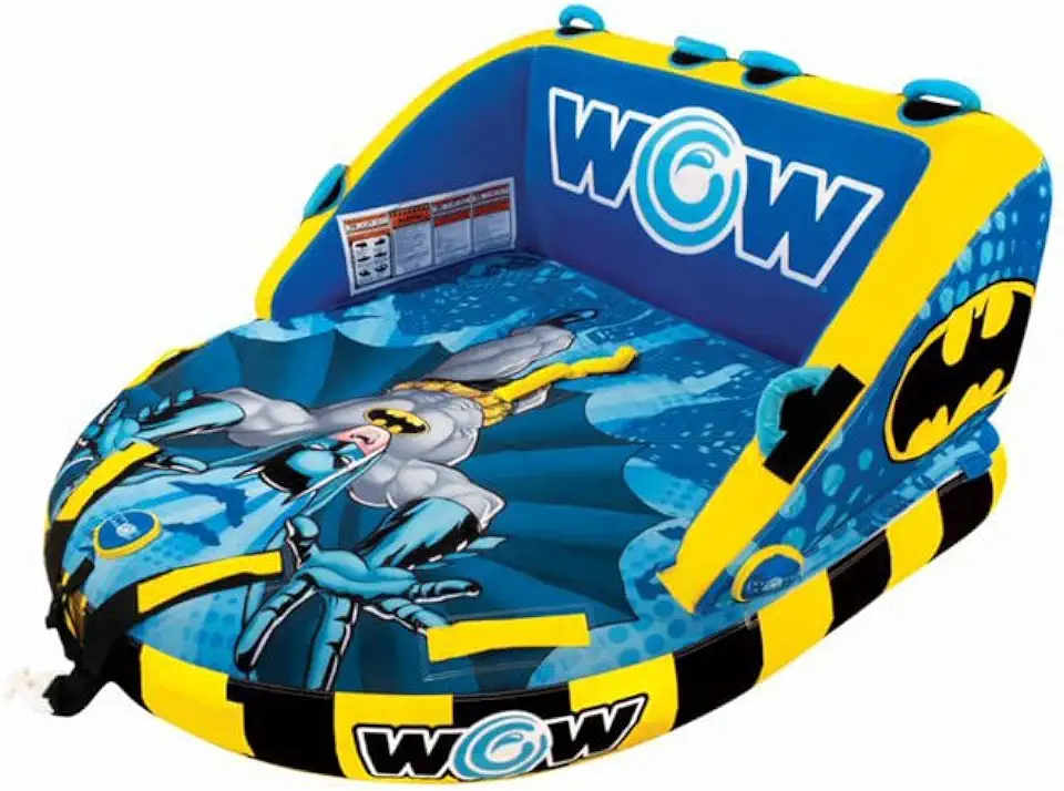 WOW Sports - DC Comics Batman Inflatable Towable Tube - Soft Top Deck Tube - Boating Accessory - 1-3 Riders
