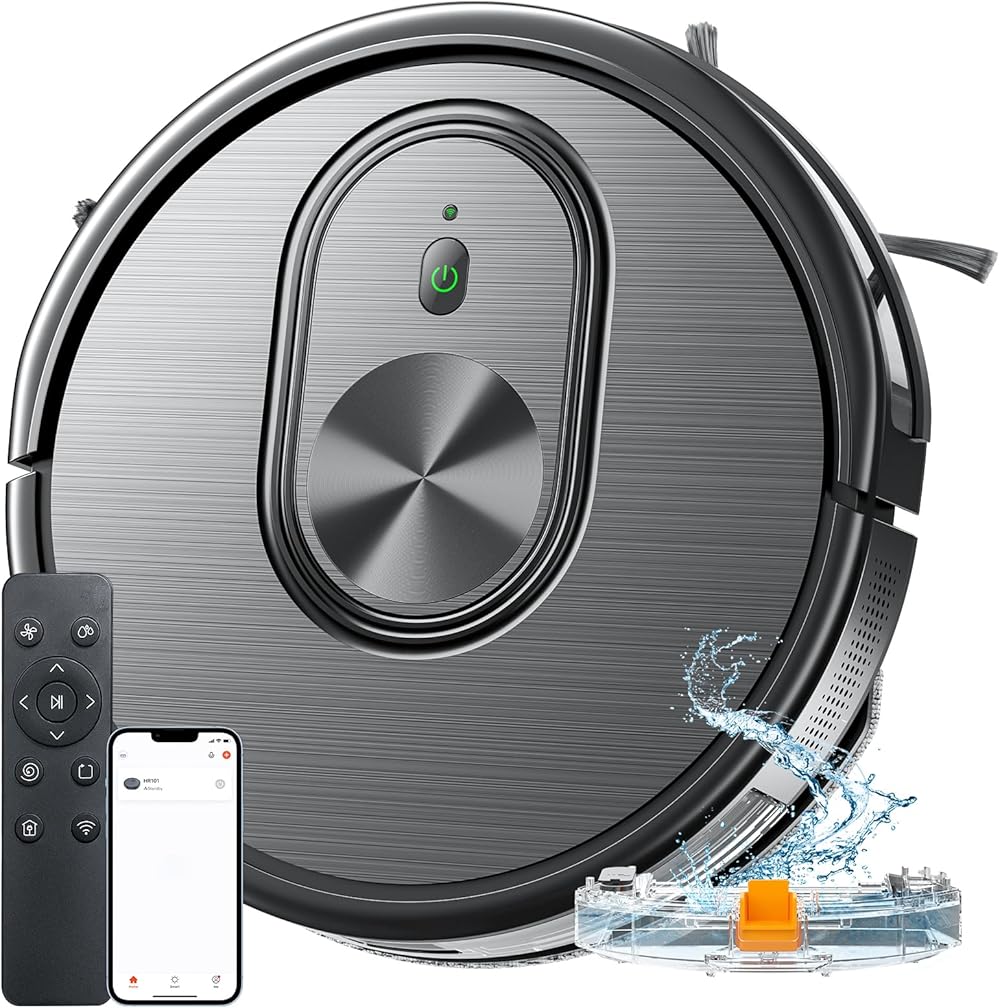 XIEBro Robot Vacuum and Mop Combo,3 in 1 Mopping Robotic Vacuum with Schedule,App/Bluetooth/Alexa,1600Pa Max Suction,Self-Charging Robot Vacuum Cleaner,Slim,Ideal for Hard Floor,Pet Hair,Carpet