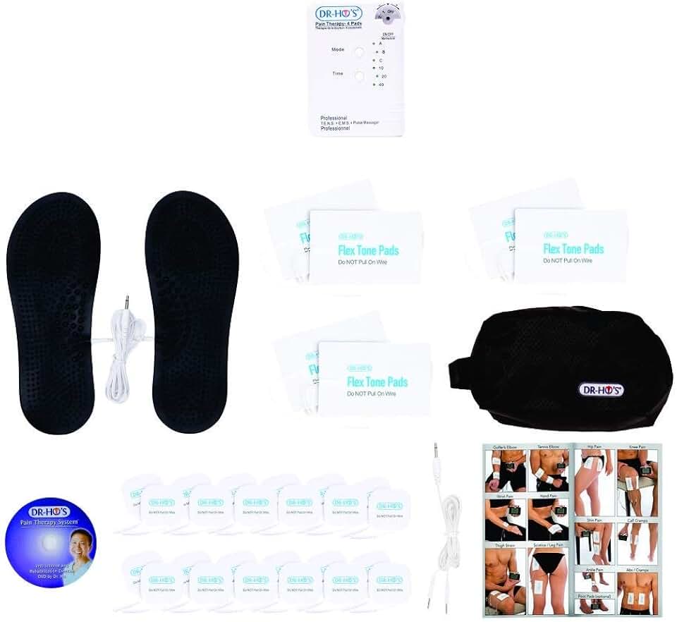 DR-HO'S Pain Therapy System TENS Unit and EMS for Pain Relief and Full Body Pain Management - Deluxe Package (Includes 24 Small Gel Pads, 6 Large Pads, and More) and 2 Year Warranty