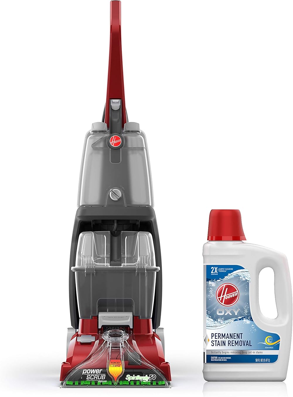Hoover Power Scrub Deluxe Carpet Cleaner Machine with Oxy Carpet Cleaning Solution (50oz), FH50150,