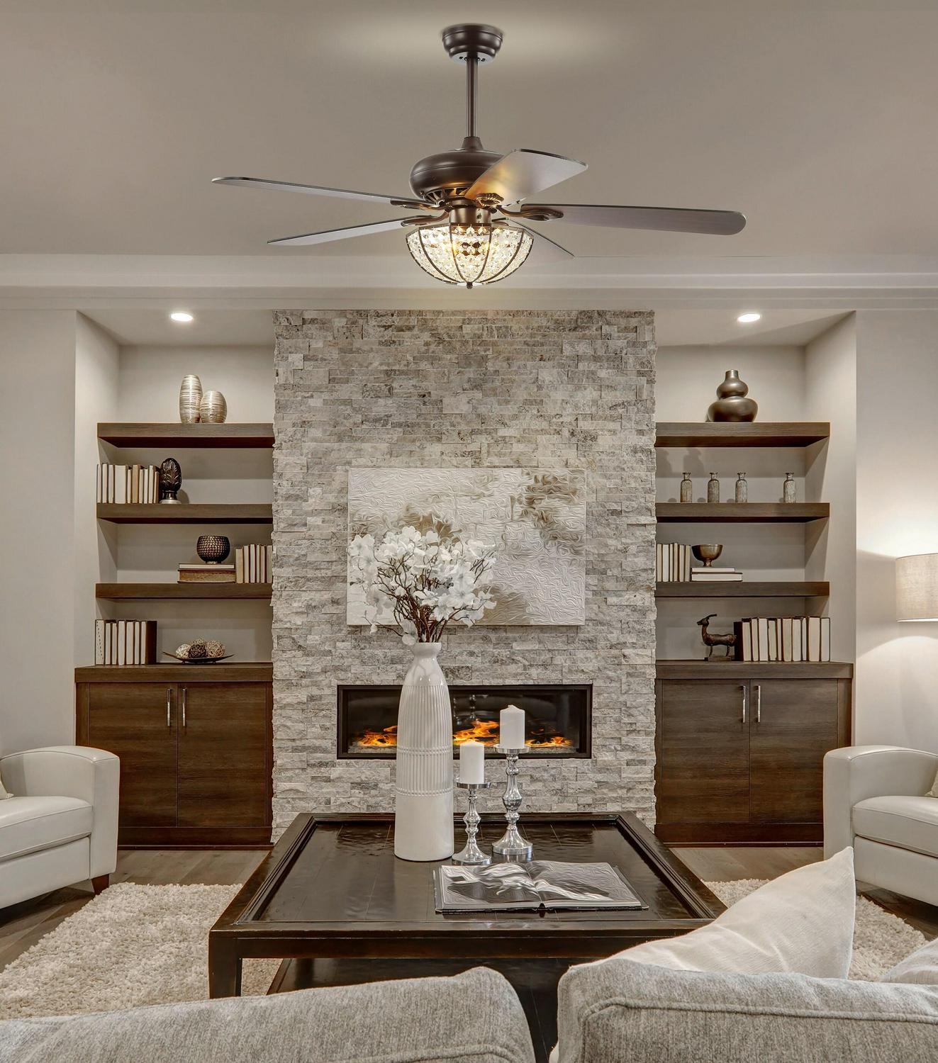 JONATHAN Y Joanna Classic Traditional 52-in Oil Rubbed Bronze Indoor Ceiling Fan with Light and Remote (5-Blade)