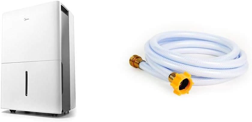 Midea 4,500 Sq. Ft. Dehumidifier (White) + Camco TastePURE 10-Ft Premium Camper/RV Water Hose