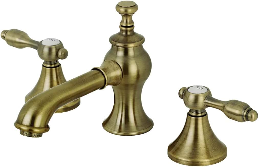 Kingston Brass KC7063TAL Tudor 8 in. Widespread Bathroom Faucet, Antique Brass