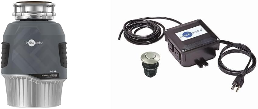 InSinkErator EVOLUTION 1HP 1 HP, Advanced Series Continuous Feed Food Waste Garbage Disposal, Gray & STS-OOSN Garbage-disposals, Satin Nickel