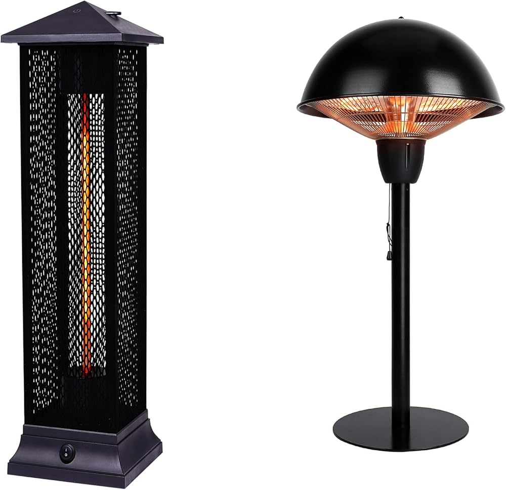 Star Patio Electric Patio Heater, Infrared Heaters, Electric Tabletop Heater, Classic Sandy Black, 1500W, STP1299-RMHD-M & STP1566-BT