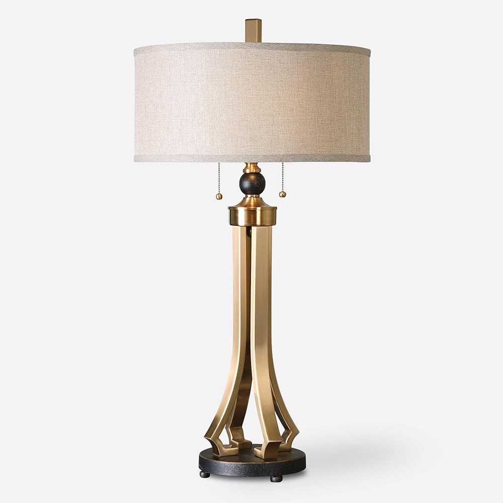 MY SWANKY HOME Contemporary Open Column Brass Bronze Metal Table Lamp 33 in Pull Chain 2 Light