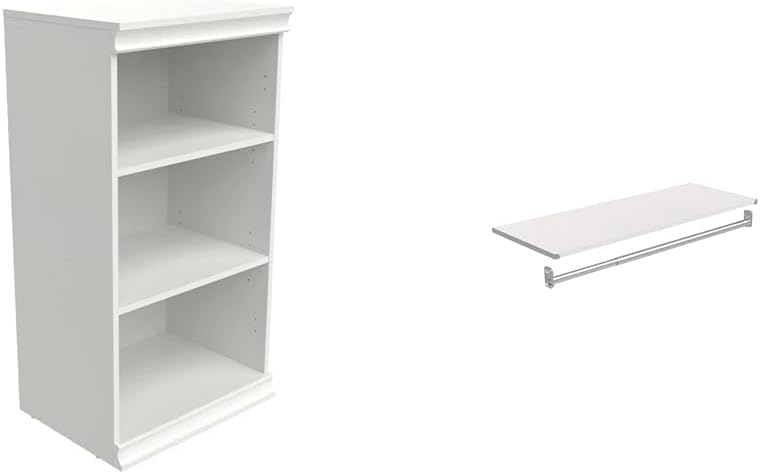 ClosetMaid Modular Storage Collection White Shelf Unit with 3 Shelves and Shelf & Hang Rod Kit