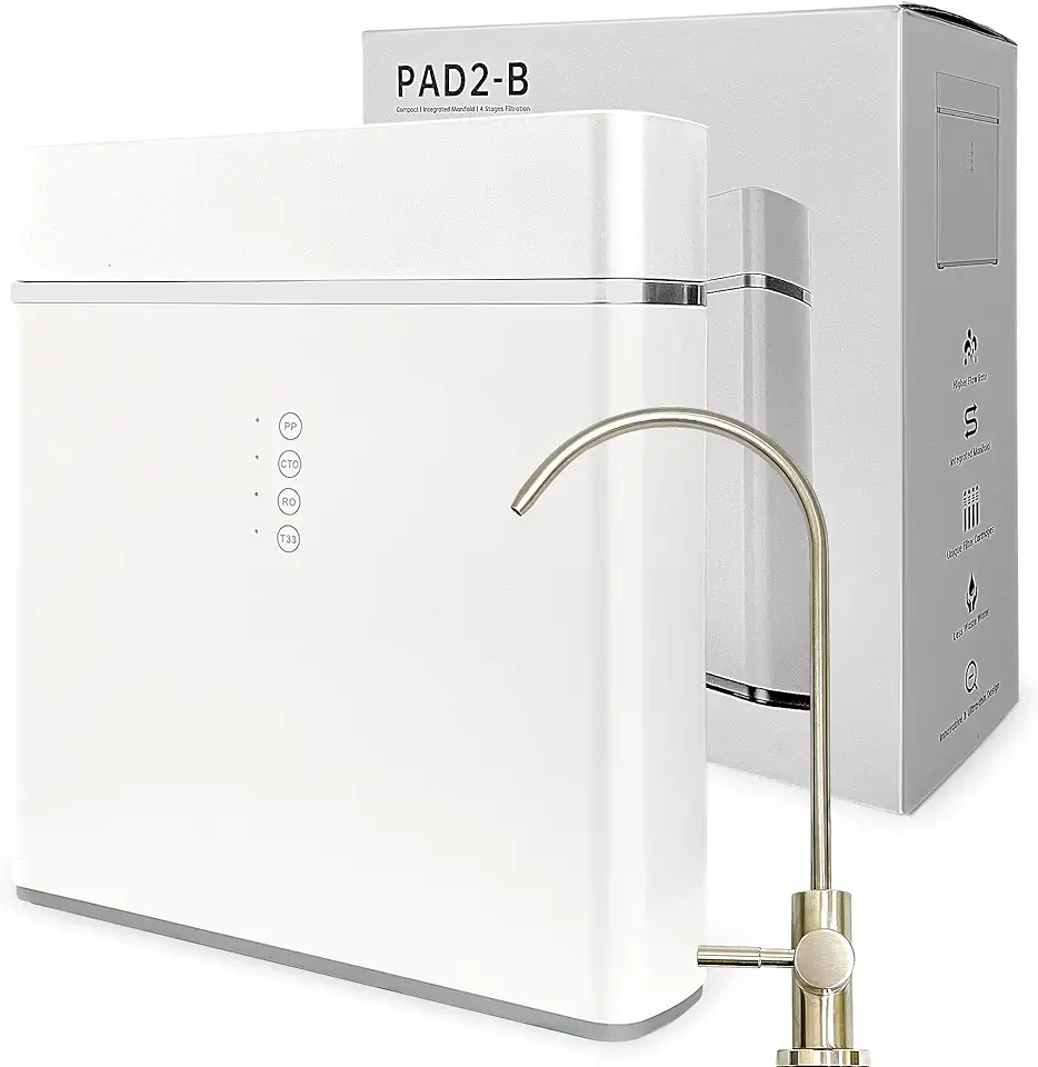 Ronaqua Compact Tank-Less High Flow 400GPD Multi-Stage Reverse Osmosis Under Sink System, TDS Reduction, 1:1 Waste Water Ratio, Filter Cartridge Replacement Reminder