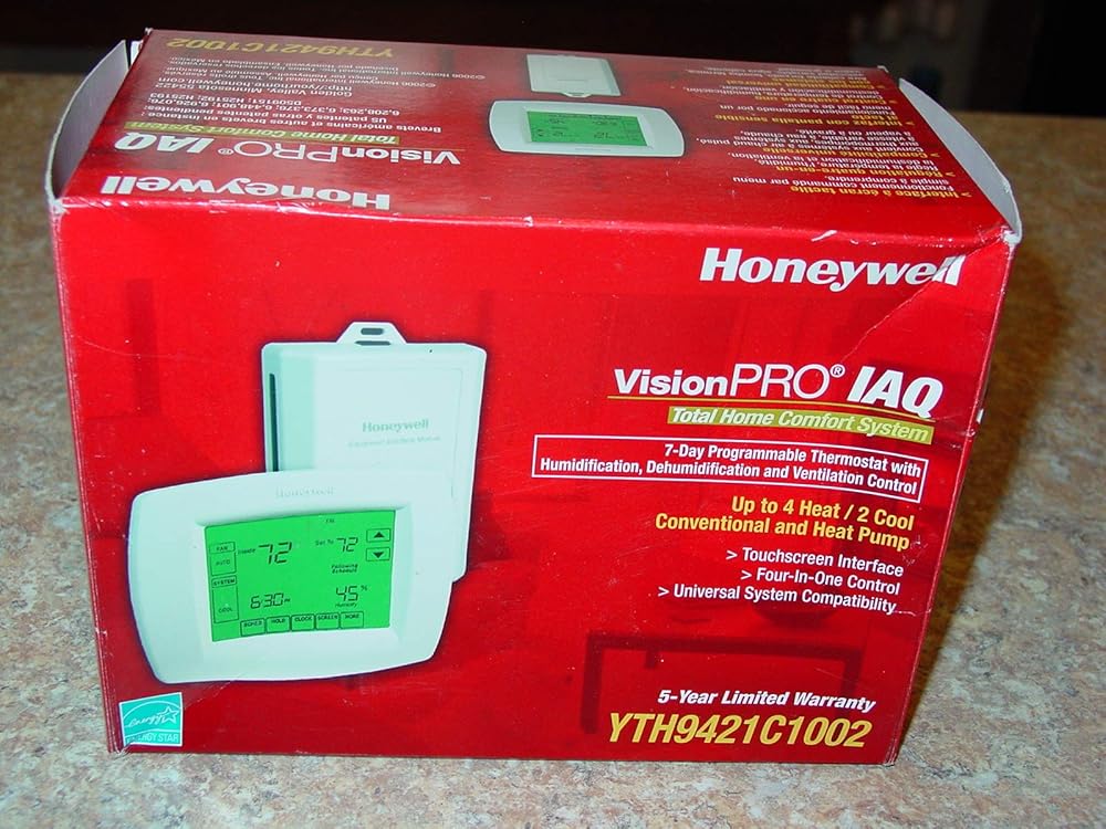 Honeywell YTH9421C1002 Visionpro IAQ Touch Screen 7-Day Programmable Thermostat, Version 2