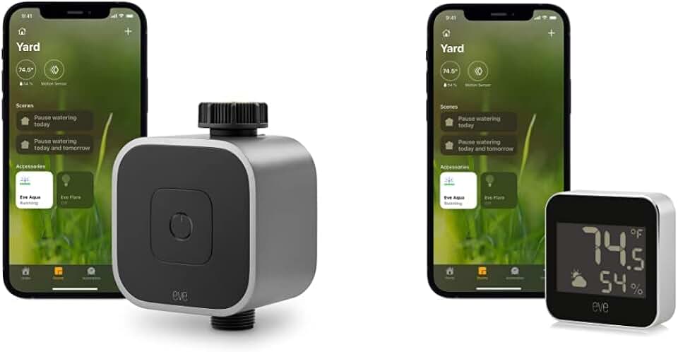 Eve Aqua – Smart water controller for Apple Home app or Siri, irrigate automatically with schedules, remote access, no bridge, Bluetooth/Thread, HomeKit & Weather - Apple HomeKit Smart Home
