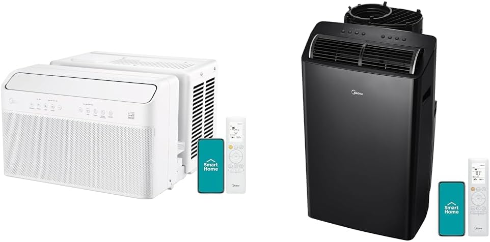 Midea 12K BTU U-Shaped & 14K BTU Duo Hose Portable Air Conditioners with Heat