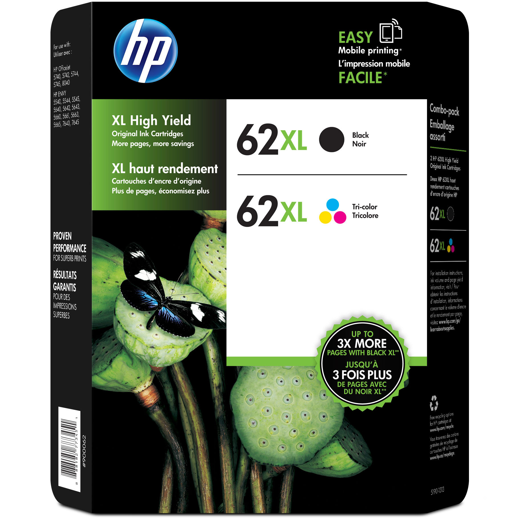 HP 62XL High Yield Ink Cartridge Combo Pack Assorted