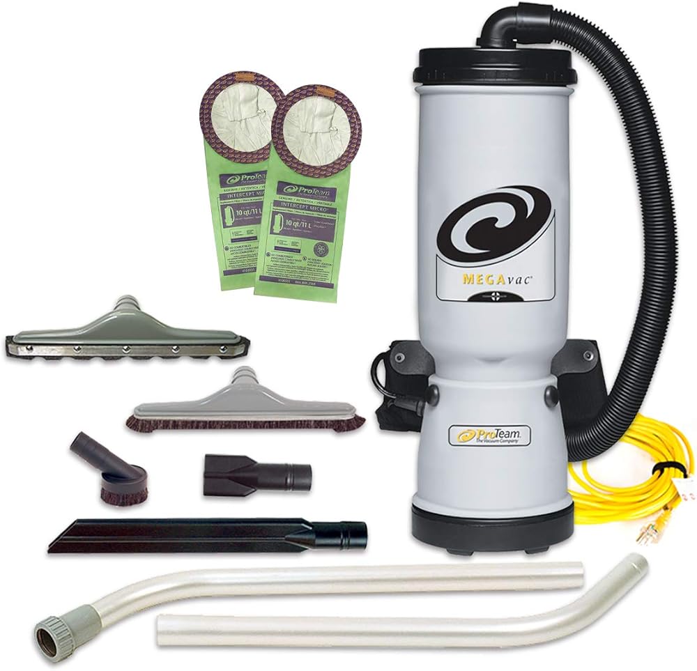 ProTeam MegaVac 10 Quart Backpack Vacuum w/Blower, Felt and Muti-Hard Surface & Blower Tool Kit, Gray