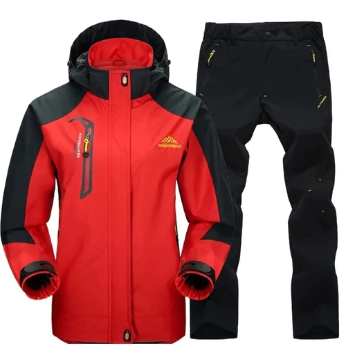 Outdoor Waterproof Hiking Jacket Set Women Spring Autumn Breathable