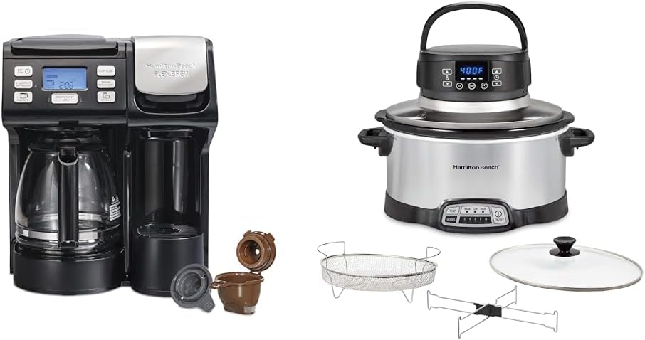 FlexBrew Trio 2-Way Coffee Maker, Compatible with K-Cup Pods or Grounds & 6 Quart Programmable Slow Cooker With Flexible Easy Programming, 5 Cooking Times