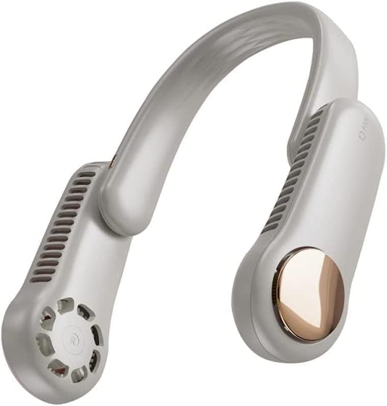 Neck Fan Rechargeable Fan 2400mAh Silent USB Portable Bladeless Fan for Home Outdoor Neck-Hanging Fans Portable (Color : White)