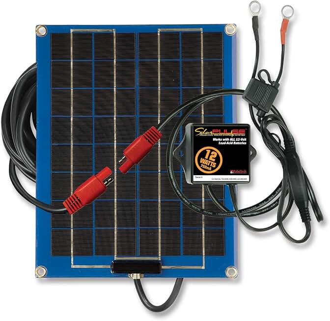 PulseTech SolarPulse SP-12 Solar Battery Charger Maintainer, 12 Watt, Blue