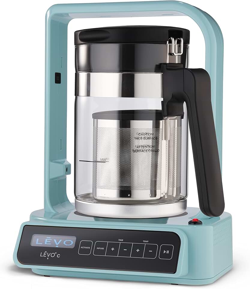 LĒVO C - Herbal Oil and Butter Infusion Machine for Large Batches - Botanical Decarboxylator & Oil Infuser Machine - Mess-Free & Easy to Use - Make Infused Gummies, Brownies, Cookies - Sky Blue