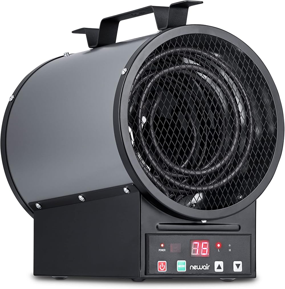 Newair Electric Garage Heater, Ceiling/Wall Mounted, Heats up to 500 sq. ft. of Space | 240V 4800W Gray Heater for Garages, Workshops, Warehouses, Job Sites, and More