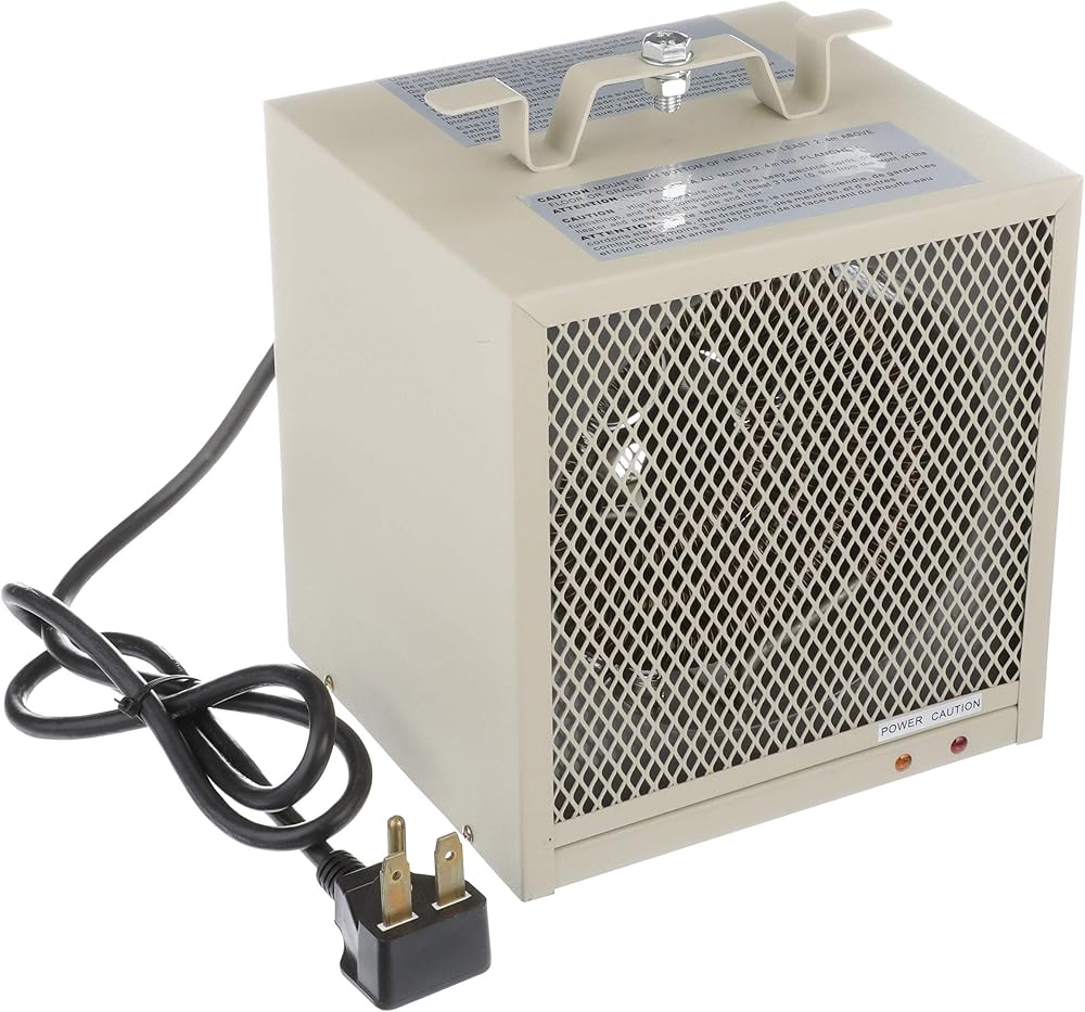 TPI Corporation HF5848TC Garage/Workshop Fan Forced Portable Heater, 4800/3600 Watts, 240/208 Volts, Includes Wall/Ceiling Bracket, Built-in Thermostat, 30 Amp Cordset