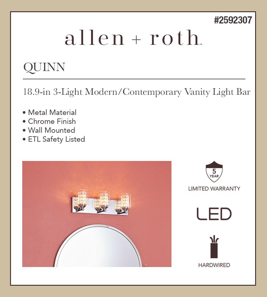 allen + roth Quinn 18.9-in 3-Light Chrome LED Modern/Contemporary Vanity Light Bar