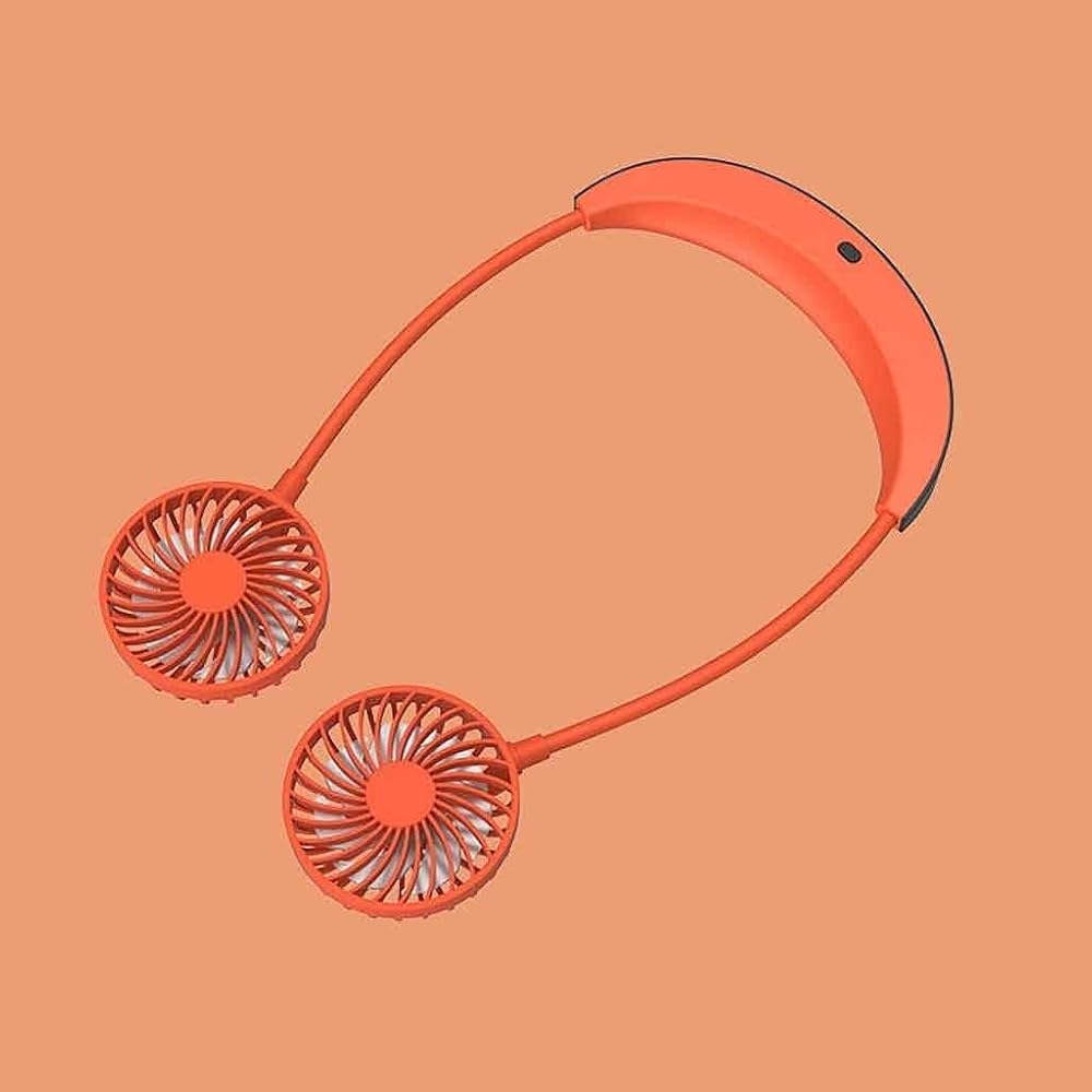 Mini Fan Portable Neck Fan Rechargeable Fan 5200mAh Foldable Handheld Air Conditioner Cooler Fan for Home Outdoor，Easy to Carry (Color : Orange)