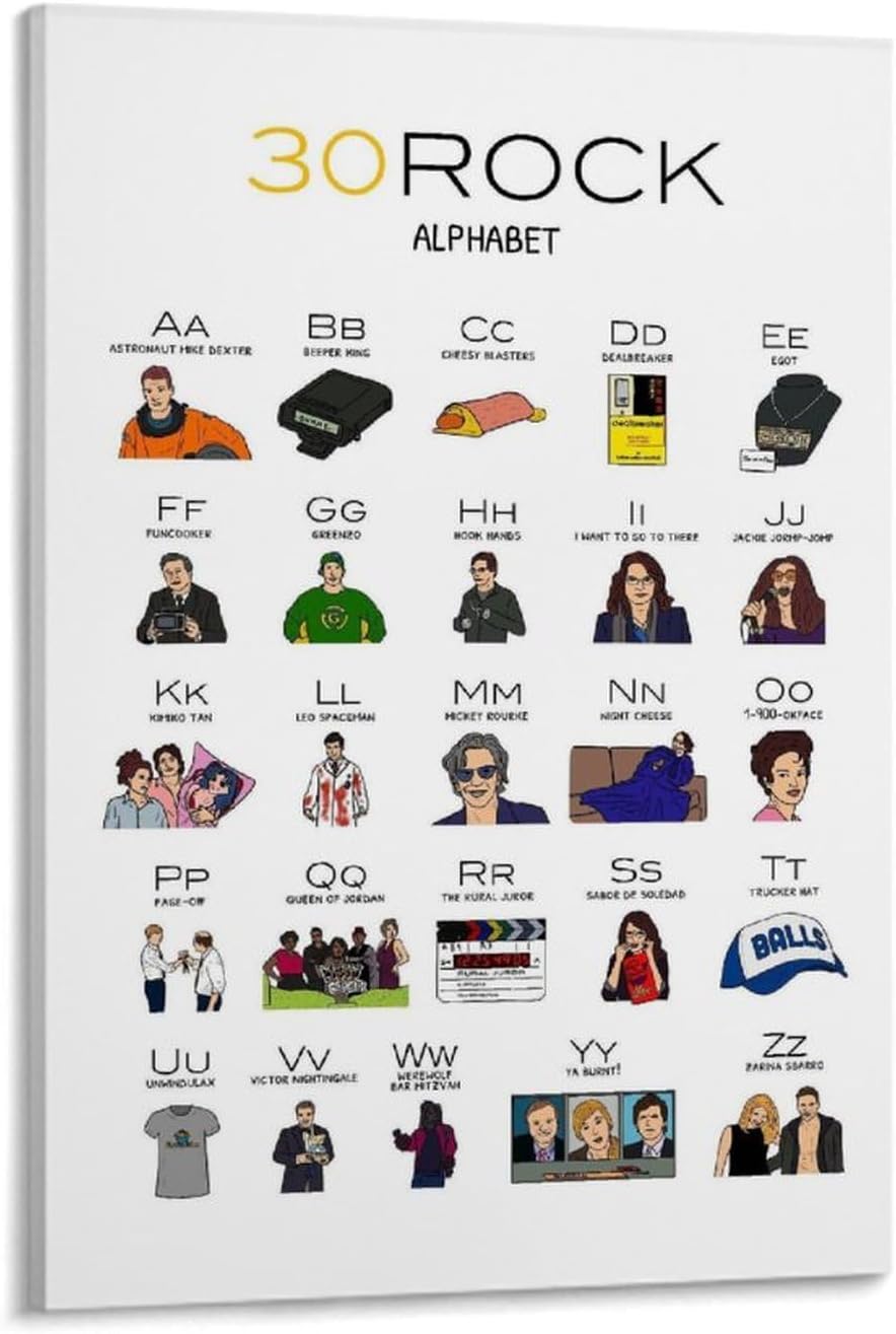 UJDIAIWD Liz Lemon Tina Fey Jenna Maroney Tracey Jordan Poster Graphic Art PosterWall Poster Art Canvas Printing Gift Office Bedroom Aesthetic Poster 24x36inch(60x90cm) Frame-style