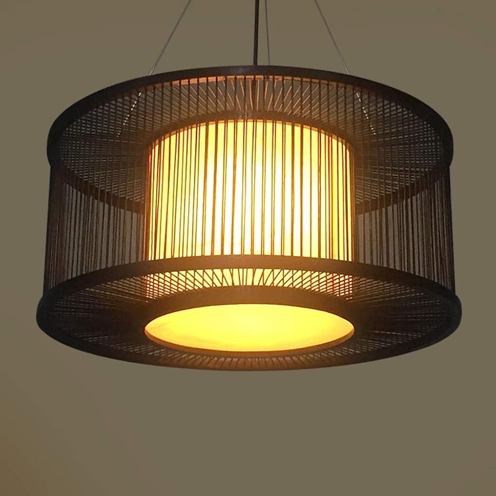 -Lamp Chandeliers Light Lamp Japanese Style Hand-Woven Bamboo Chandelier, Creative Hollow Chandeliers,Living Room Balcony Bedroom Study Aisle Hallway, Bar Club Cafe Chandeliers,Ceiling Lightin