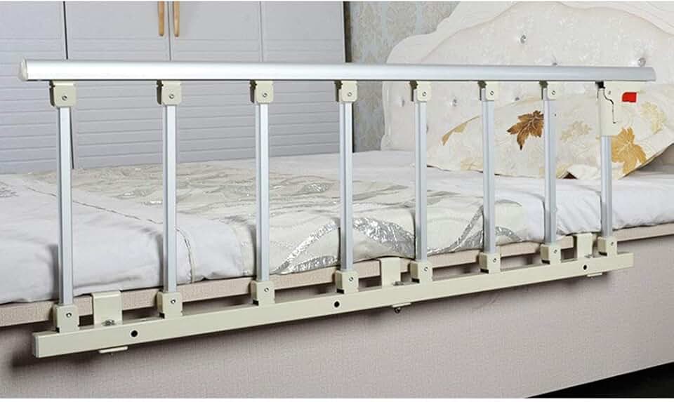 Bed Rail Foldable Bed Rail Safety Side Guard for Elderly，Adults Assist Handle Handicap Bed Railing Hospital Metal Grip Bumper Bar (Color : 8cm, Size : 122cm×40cm)